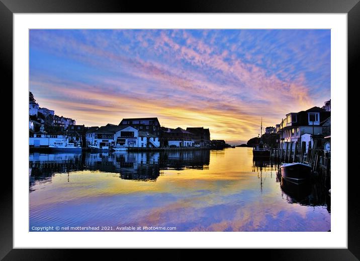 Sunrise Reflections At Looe. Framed Mounted Print by Neil Mottershead