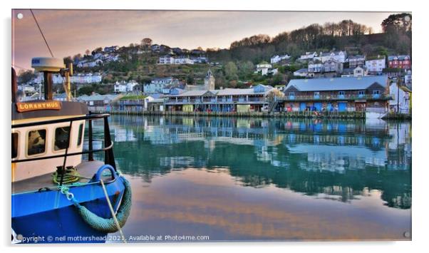 Early Morning Looe Reflections. Acrylic by Neil Mottershead