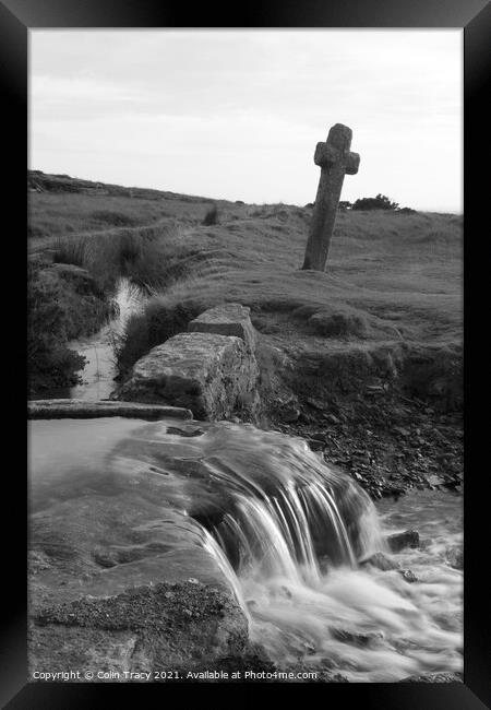 Lone Cross on Dartmoor, Devon,  UK Framed Print by Colin Tracy