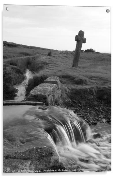 Lone Cross on Dartmoor, Devon,  UK Acrylic by Colin Tracy