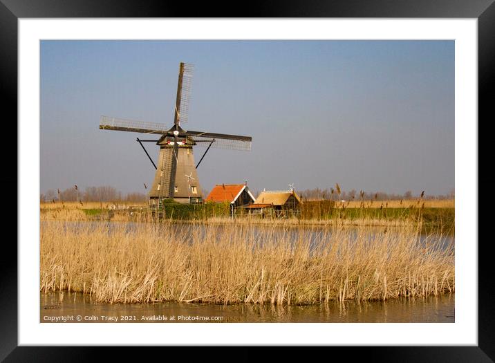 Windmill in Kinderdijk,  Holland Framed Mounted Print by Colin Tracy