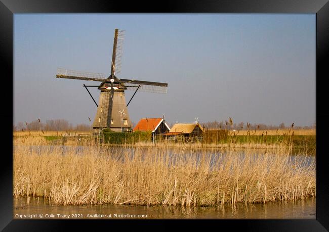 Windmill in Kinderdijk,  Holland Framed Print by Colin Tracy