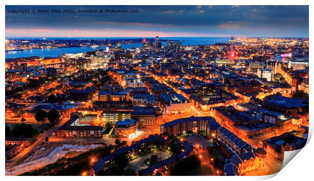 Liverpool lights Print by Kevin Elias