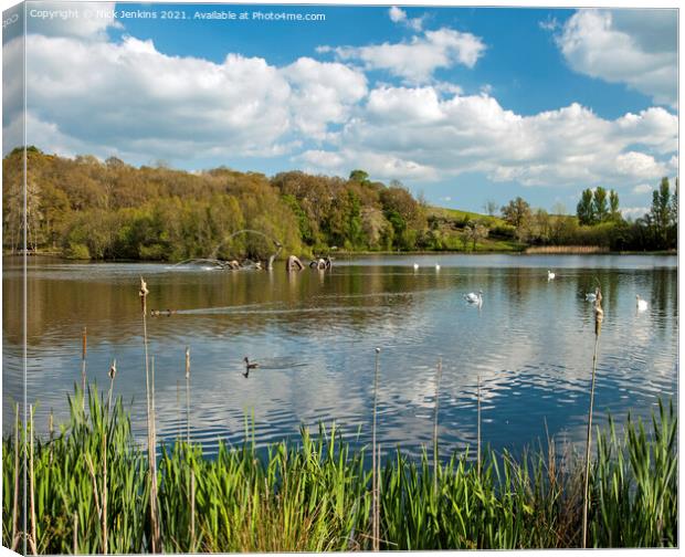 The Lake at Llandrindod Wells Powys Mid Wales Canvas Print by Nick Jenkins