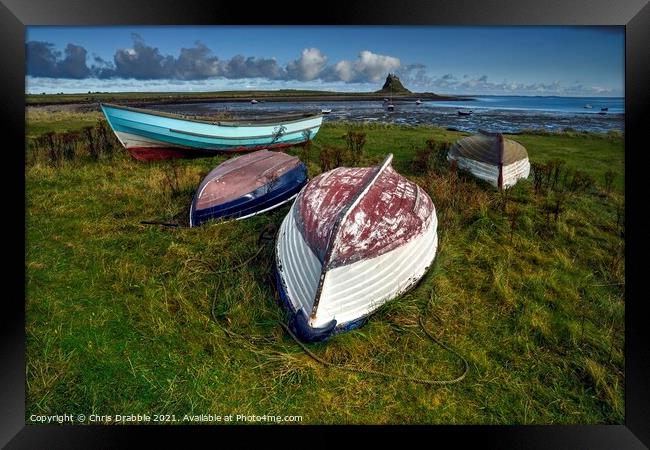 Fishing boats at Lindisfarne Framed Print by Chris Drabble
