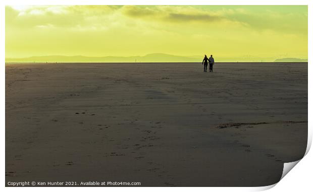 Late Afternoon Beach Walk Print by Ken Hunter