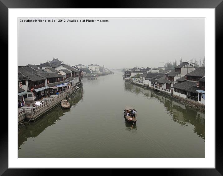 CaoGang River at ZhuJiaJiao, Shanghai, China Framed Mounted Print by Nicholas Ball