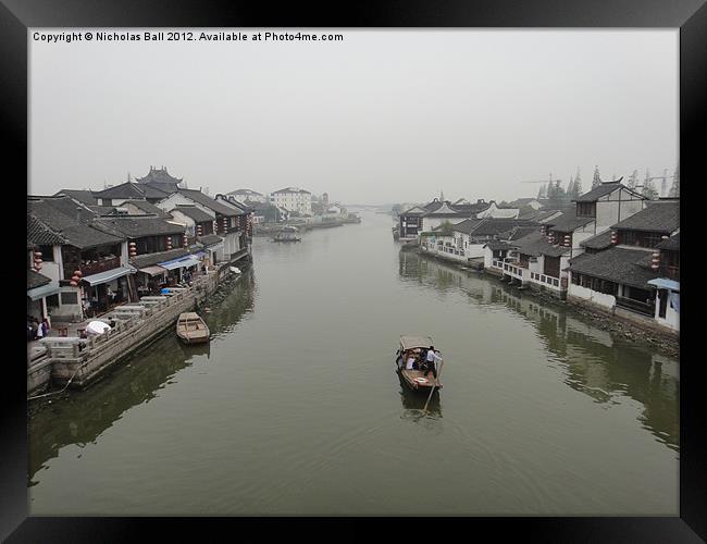 CaoGang River at ZhuJiaJiao, Shanghai, China Framed Print by Nicholas Ball