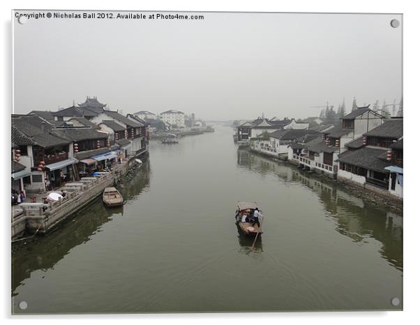 CaoGang River at ZhuJiaJiao, Shanghai, China Acrylic by Nicholas Ball