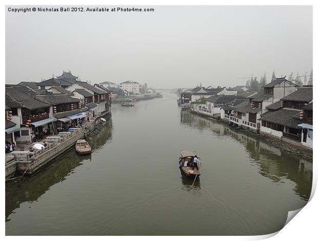 CaoGang River at ZhuJiaJiao, Shanghai, China Print by Nicholas Ball