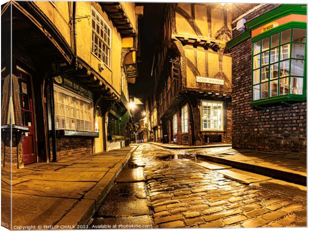 Shambles iconic street in York 21  Canvas Print by PHILIP CHALK