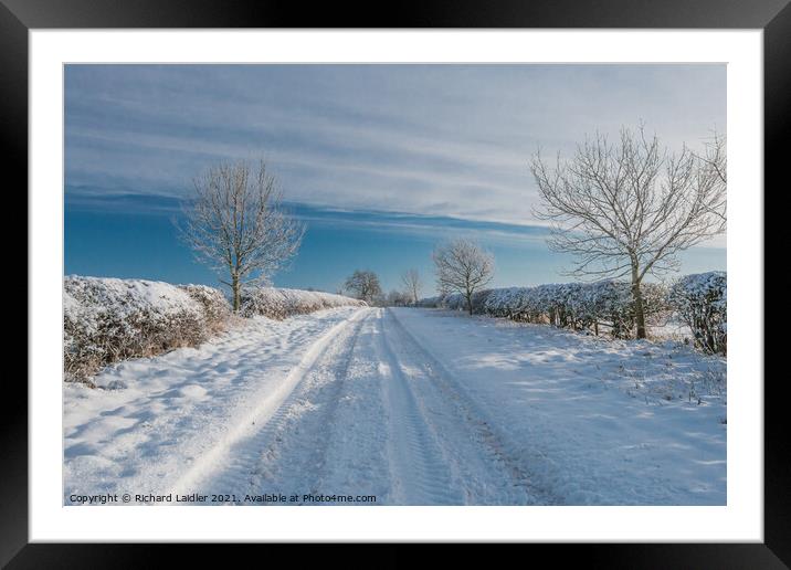 Van Farm Lane in Snow (2) Framed Mounted Print by Richard Laidler