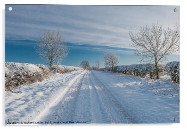 Van Farm Lane in Snow (2) Acrylic by Richard Laidler