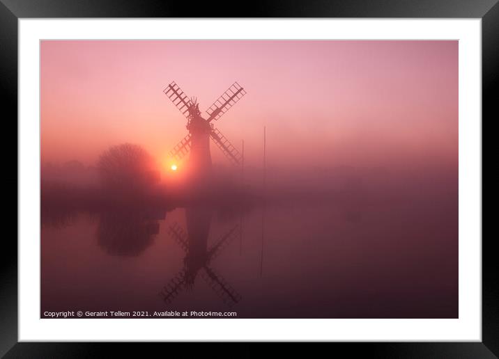 Thurne Mill at sunrise, Norfolk Broads, UK Framed Mounted Print by Geraint Tellem ARPS