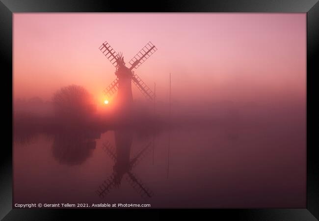 Thurne Mill at sunrise, Norfolk Broads, UK Framed Print by Geraint Tellem ARPS