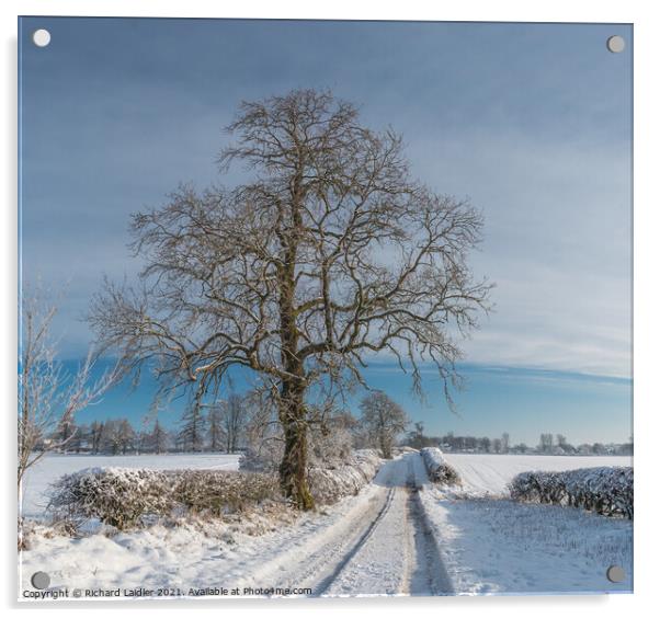 Van Farm Lane in Snow (3) Acrylic by Richard Laidler