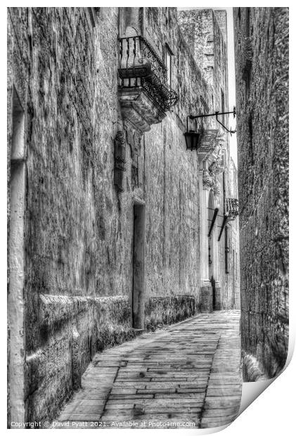 Streets Of Mdina Malta Print by David Pyatt