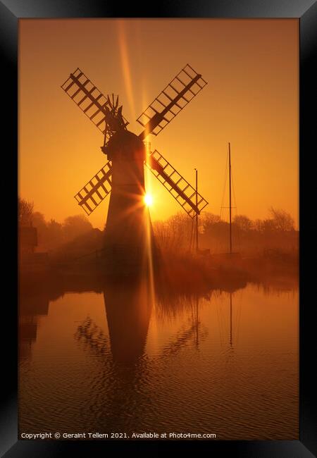 Winter sunrise over Thurne Mill, Norfolk Broads, U Framed Print by Geraint Tellem ARPS