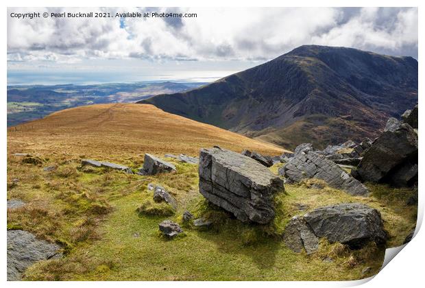 View from Mynydd Tal-y-mignedd on Nantlle Ridge  Print by Pearl Bucknall