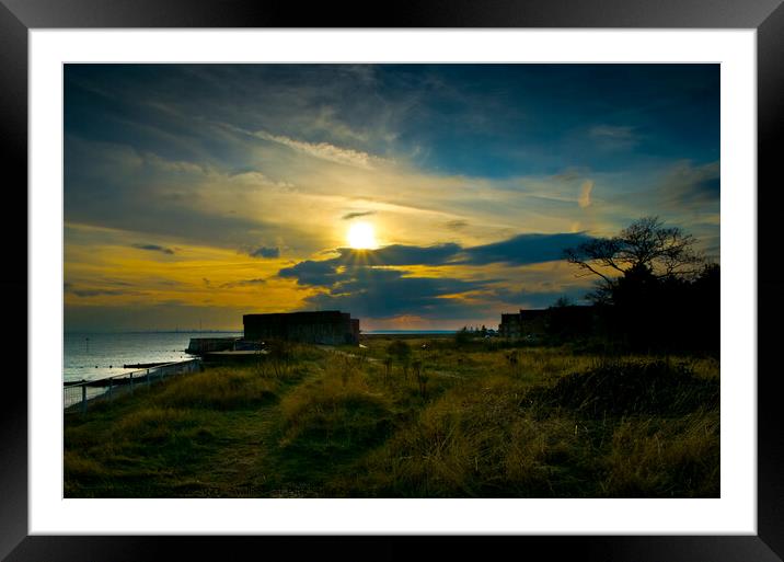 Sunset over the Garrison at Shoeburyness, Essex. Framed Mounted Print by Peter Bolton