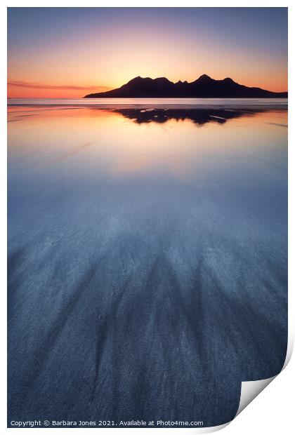 The Afterglow Laig Beach Isle of Eigg Scotland Print by Barbara Jones