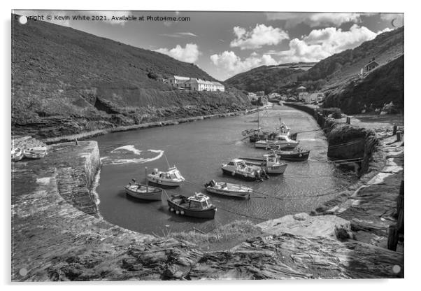 Boscastle in black and white Acrylic by Kevin White