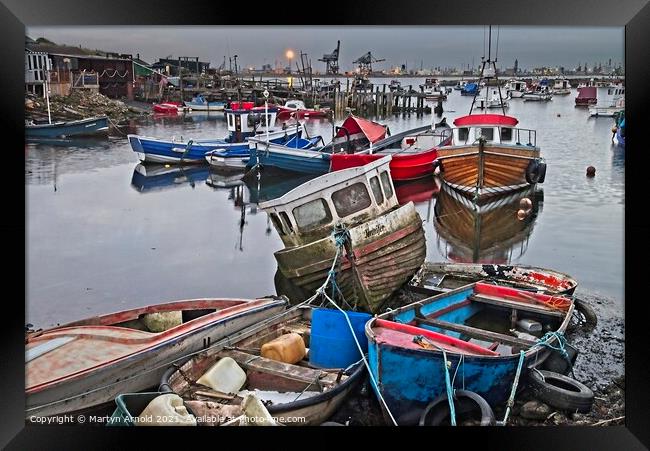 Paddy's Hole Boatyard, South Gare, Redcar Framed Print by Martyn Arnold