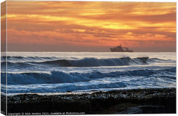 Dawn Sunrise Bamburgh Beach Northumberland Coast Canvas Print by Nick Jenkins