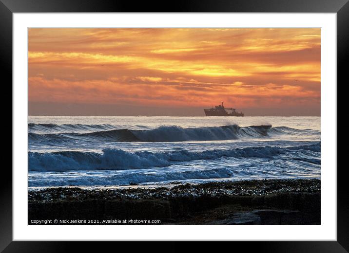 Dawn Sunrise Bamburgh Beach Northumberland Coast Framed Mounted Print by Nick Jenkins