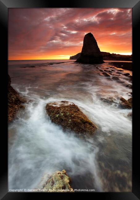 Low tide at sunset, Freshwater Bay, Isle of Wight, UK Framed Print by Geraint Tellem ARPS