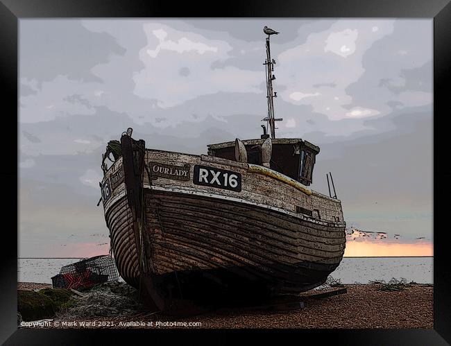 Boat on the Beach Framed Print by Mark Ward