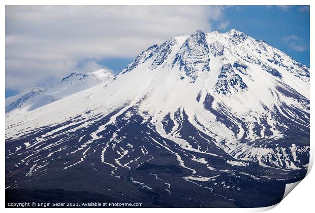 The Mountain Hasan Covered With Snow Print by Engin Sezer