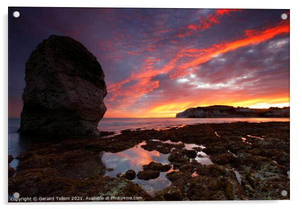 Sunset, Freshwater Bay, Isle of Wight, UK Acrylic by Geraint Tellem ARPS