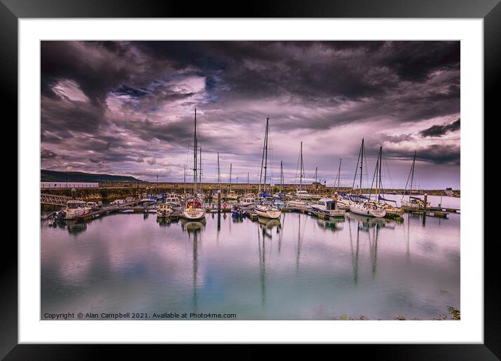 Waiting for the sun, Glenarm Marina Framed Mounted Print by Alan Campbell