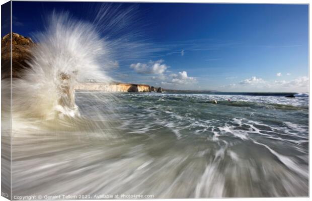 Breaking wave, Freshwater Bay, Isle of Wight, UK Canvas Print by Geraint Tellem ARPS