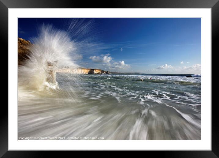 Breaking wave, Freshwater Bay, Isle of Wight, UK Framed Mounted Print by Geraint Tellem ARPS