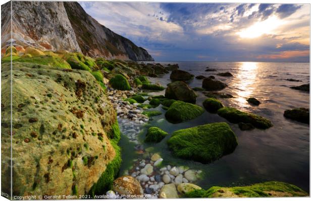 Looking towards The Needles from Alum Bay, Isle of Wight, England, UK Canvas Print by Geraint Tellem ARPS