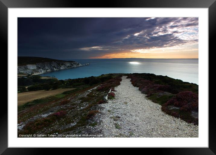 The Needles and Dorset coast from Headon Warren above Alum Bay, Isle of Wight, UK Framed Mounted Print by Geraint Tellem ARPS