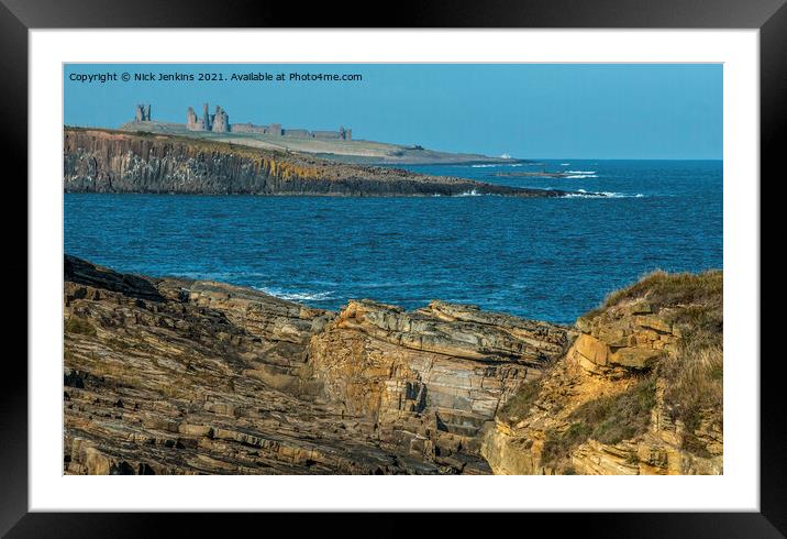 Dunstanburgh Castle seen from Howick Northumberlan Framed Mounted Print by Nick Jenkins