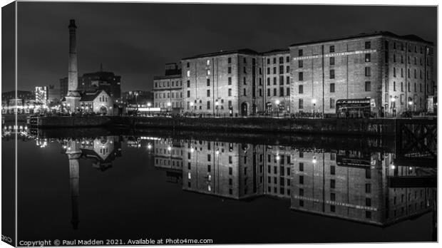 Canning Dock at night Canvas Print by Paul Madden