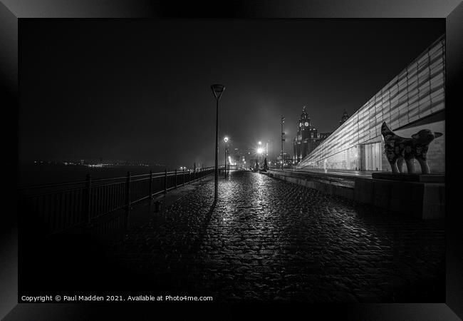 Cobbled promenade of Liverpool Waterfront Framed Print by Paul Madden