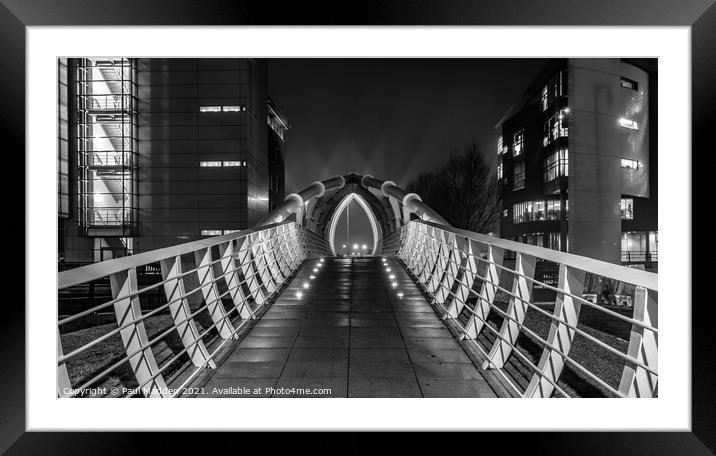 Princes Dock bridge Liverpool at night Framed Mounted Print by Paul Madden