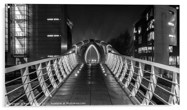 Princes Dock bridge Liverpool at night Acrylic by Paul Madden