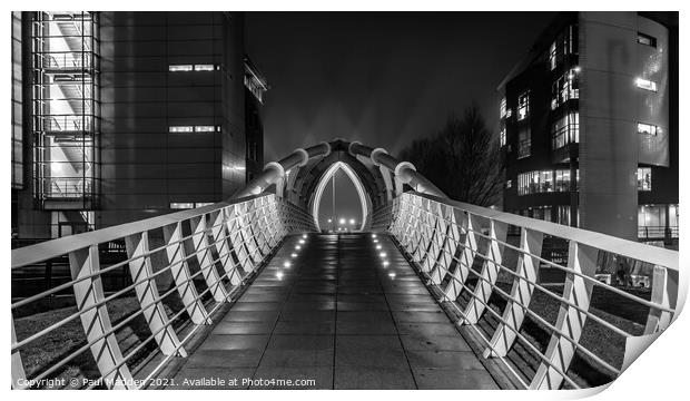 Princes Dock bridge Liverpool at night Print by Paul Madden