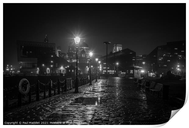 Rain soaked Liverpool Waterfront Print by Paul Madden