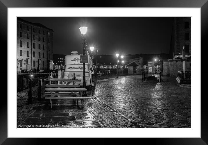 The Albert Dock At Night Framed Mounted Print by Paul Madden
