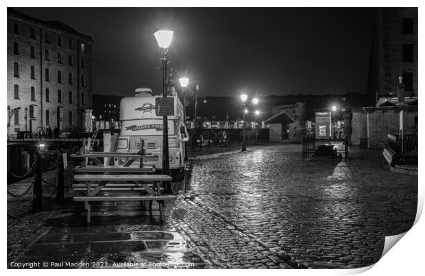 The Albert Dock At Night Print by Paul Madden
