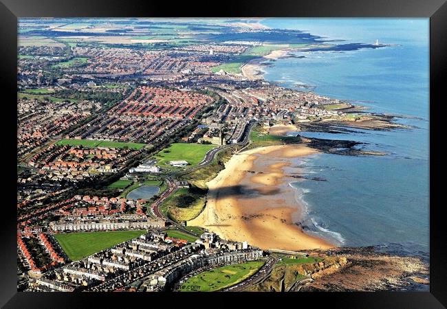 Tynemouth long sands and Cullercoats. Framed Print by mick vardy