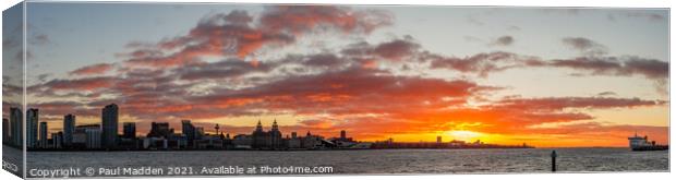Liverpool Sunrise Panorama Canvas Print by Paul Madden