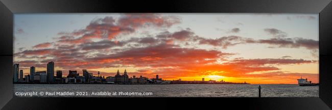Liverpool Sunrise Panorama Framed Print by Paul Madden